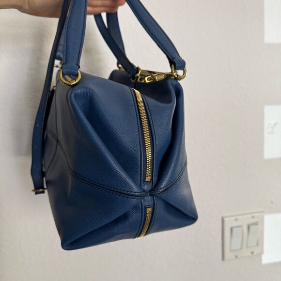 J. Crew 100% Real Leather Purse Tote Bag W Old Gold Zippers Excellent Condition - Picture 11 of 16